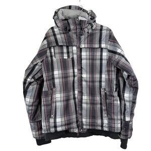 686 ACC BRANDI MILNE Snowboard Jacket Plaid‎ Hooded Winter Coat Women L SKI